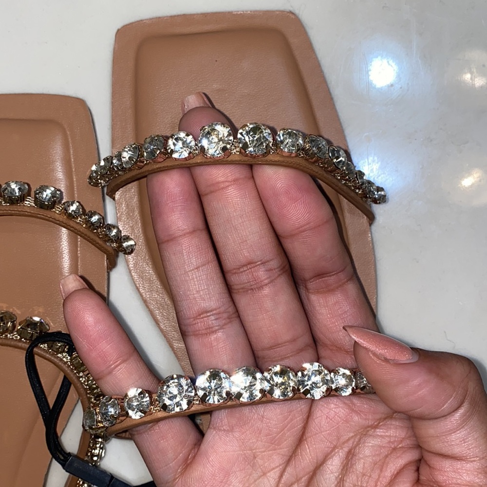 Zara Flat Rhinestone Sandals - Picture 9 of 9
